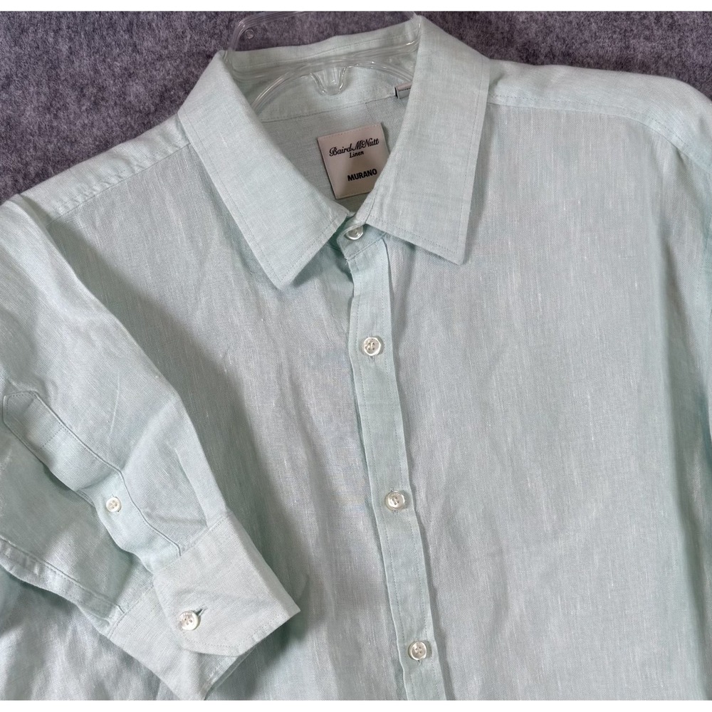 Murano Baird McNutt Shirt Men Large Mint Green Linen Long Sleeve Slim Button Up